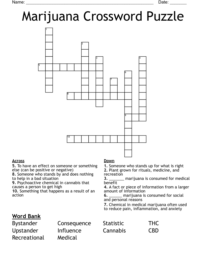 Marijuana Crossword Puzzle WordMint Marijuana Crossword Puzzle WordMint