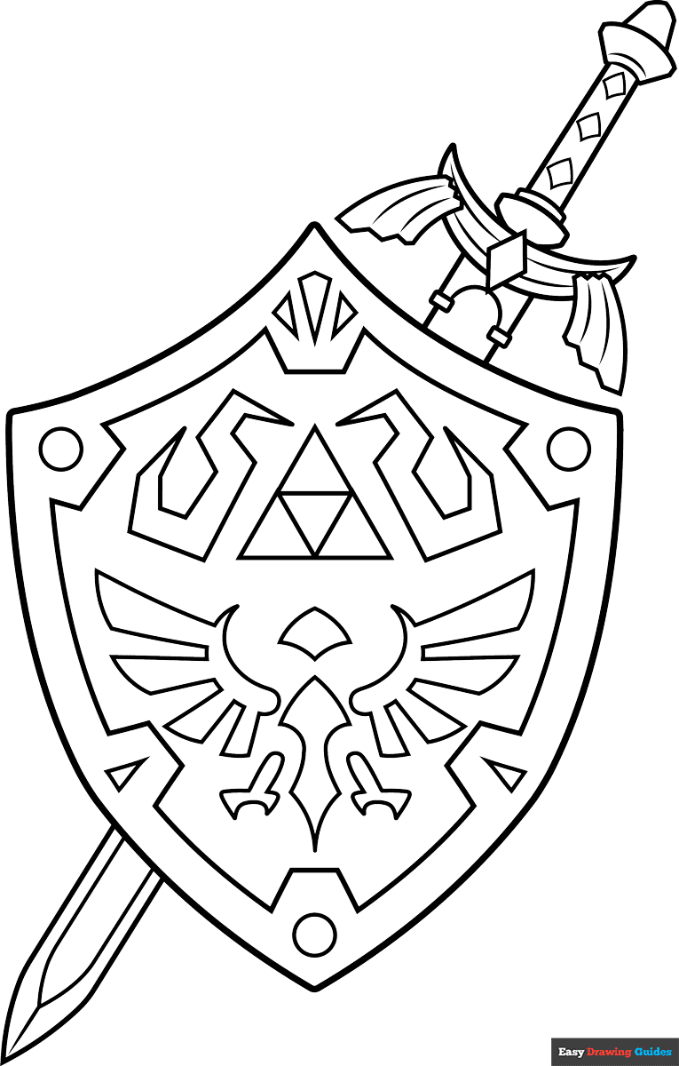 Master Sword And Hylian Shield From The Legend Of Zelda Coloring Page Easy Drawing Guides Master Sword And Hylian Shield From The Legend Of Zelda Coloring Page Easy Drawing Guides