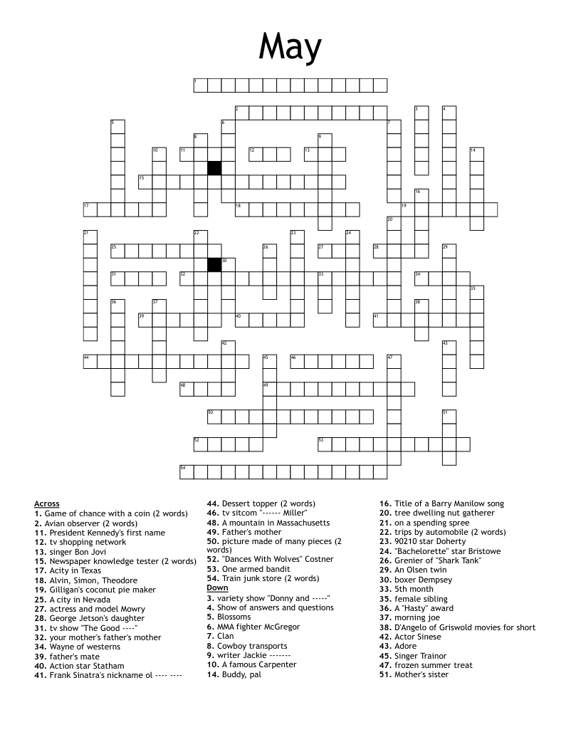 May Crossword WordMint
