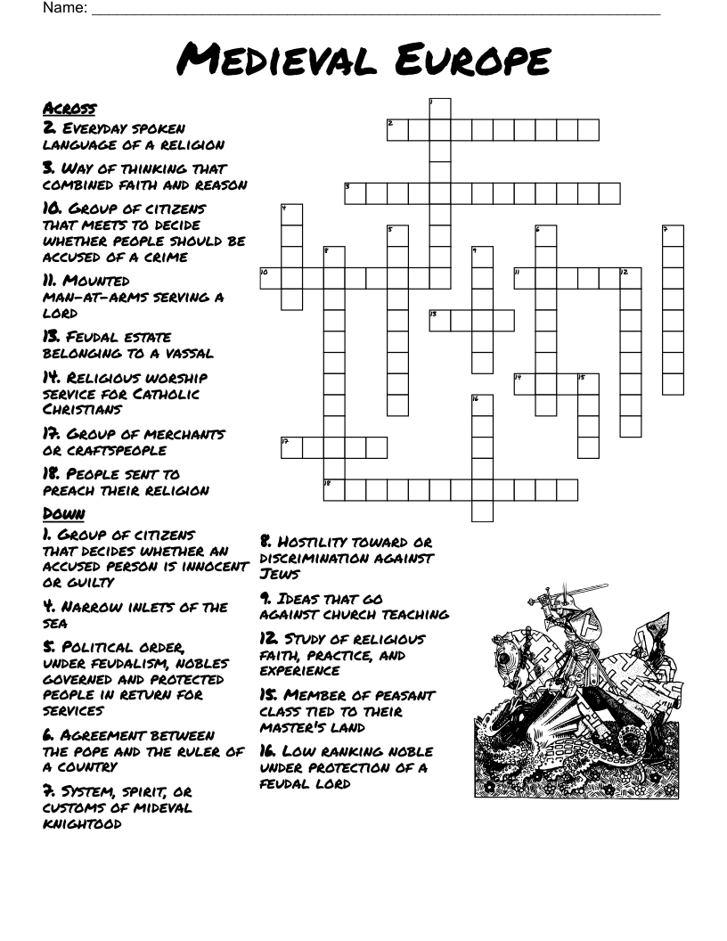 Medieval Feudal System Crossword Puzzle WordMint Medieval Feudal System Crossword Puzzle WordMint