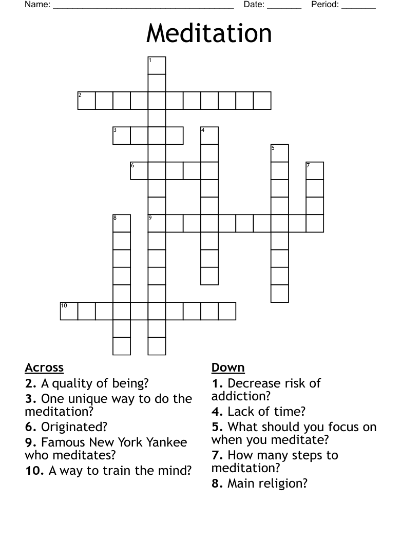 Meditation Crossword WordMint Meditation Crossword WordMint