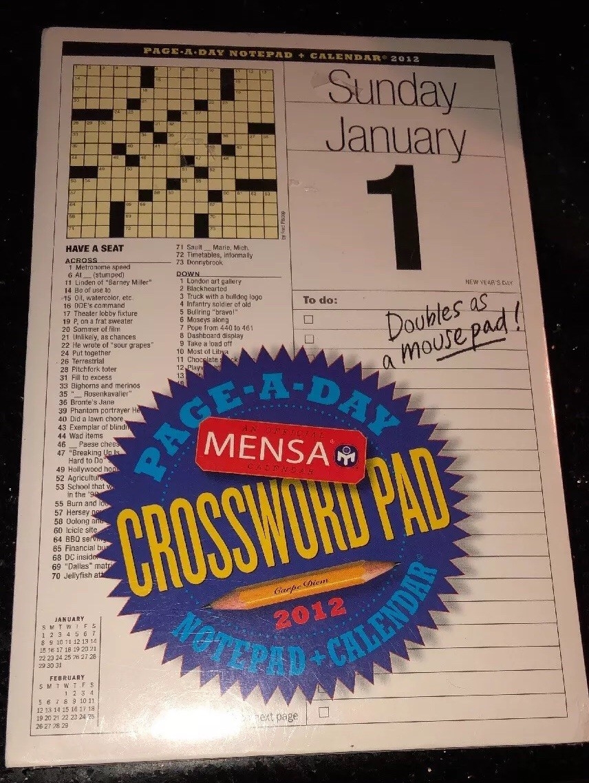 Mensa Crossword Page A Day And Notepad 2012 Calendar Workman Publishing 9780761164319 EBay Mensa Crossword Page A Day And Notepad 2012 Calendar Workman Publishing 9780761164319 EBay