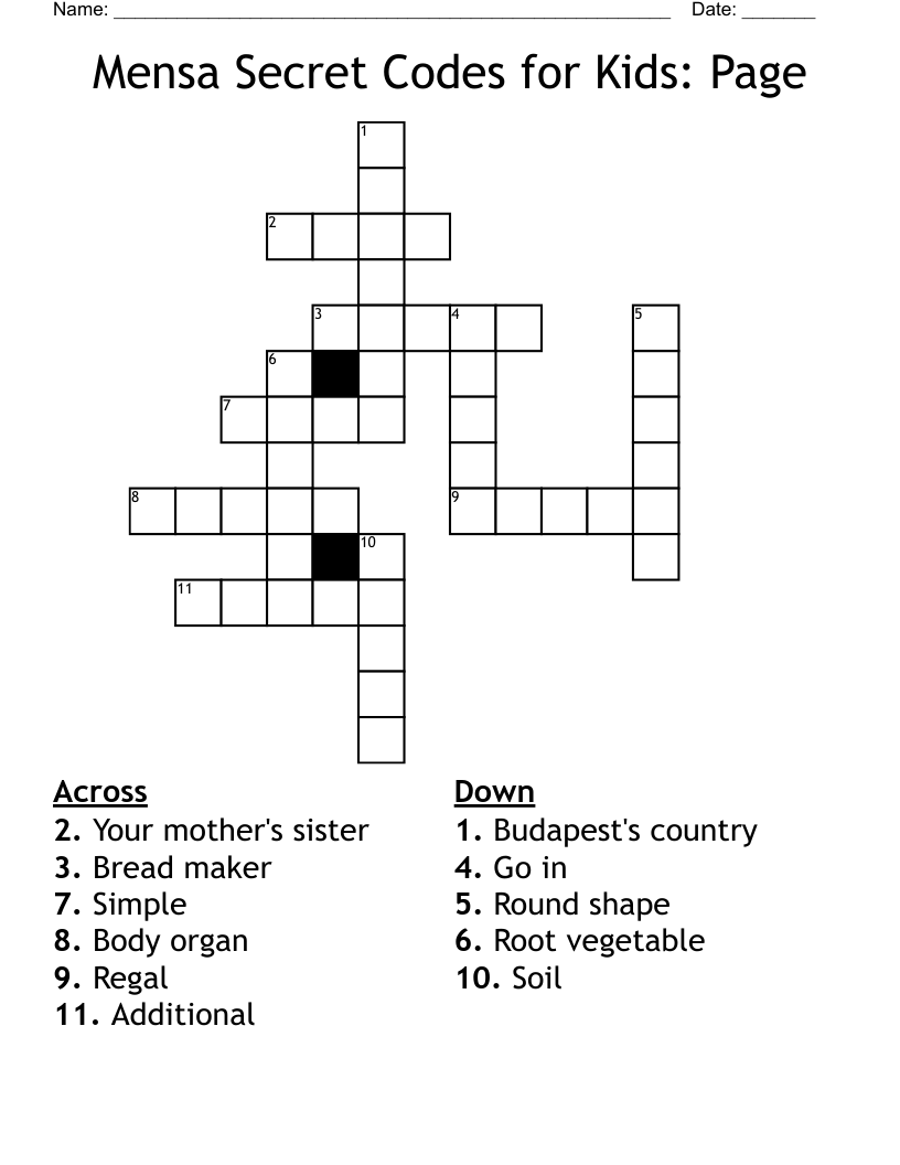 Mensa Secret Codes For Kids Page Crossword WordMint Mensa Secret Codes For Kids Page Crossword WordMint