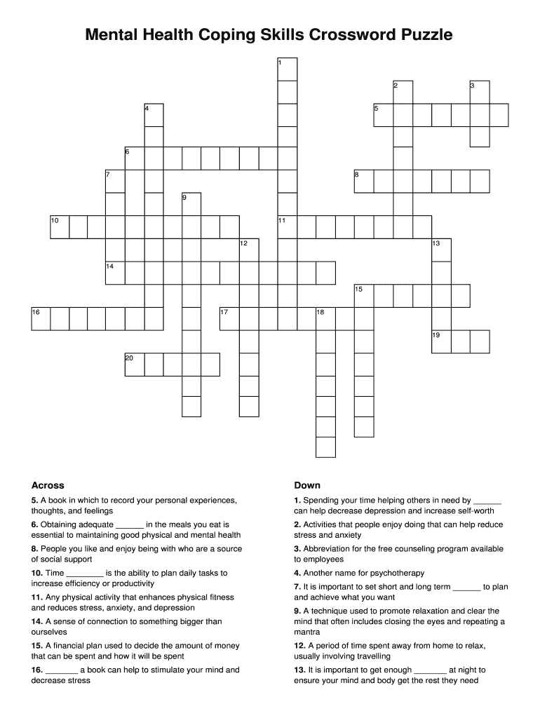 Mental Health Coping Skills Crossword Puzzle Answer Key Fill Out Sign Online DocHub Mental Health Coping Skills Crossword Puzzle Answer Key Fill Out Sign Online DocHub