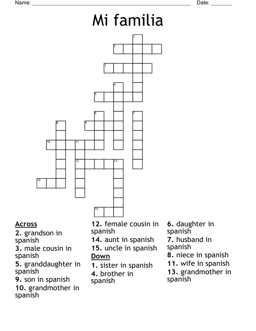 Mi Familia Crossword WordMint