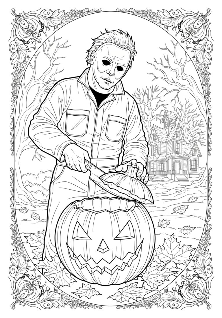 Michael Myers Jack o lantern Coloring Page Printable Michael Myers Jack o lantern Coloring Page Printable