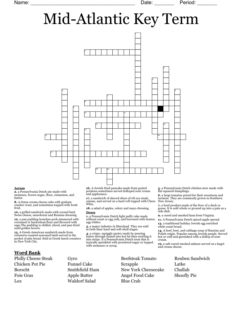 Mid Atlantic Key Term Crossword WordMint Mid Atlantic Key Term Crossword WordMint