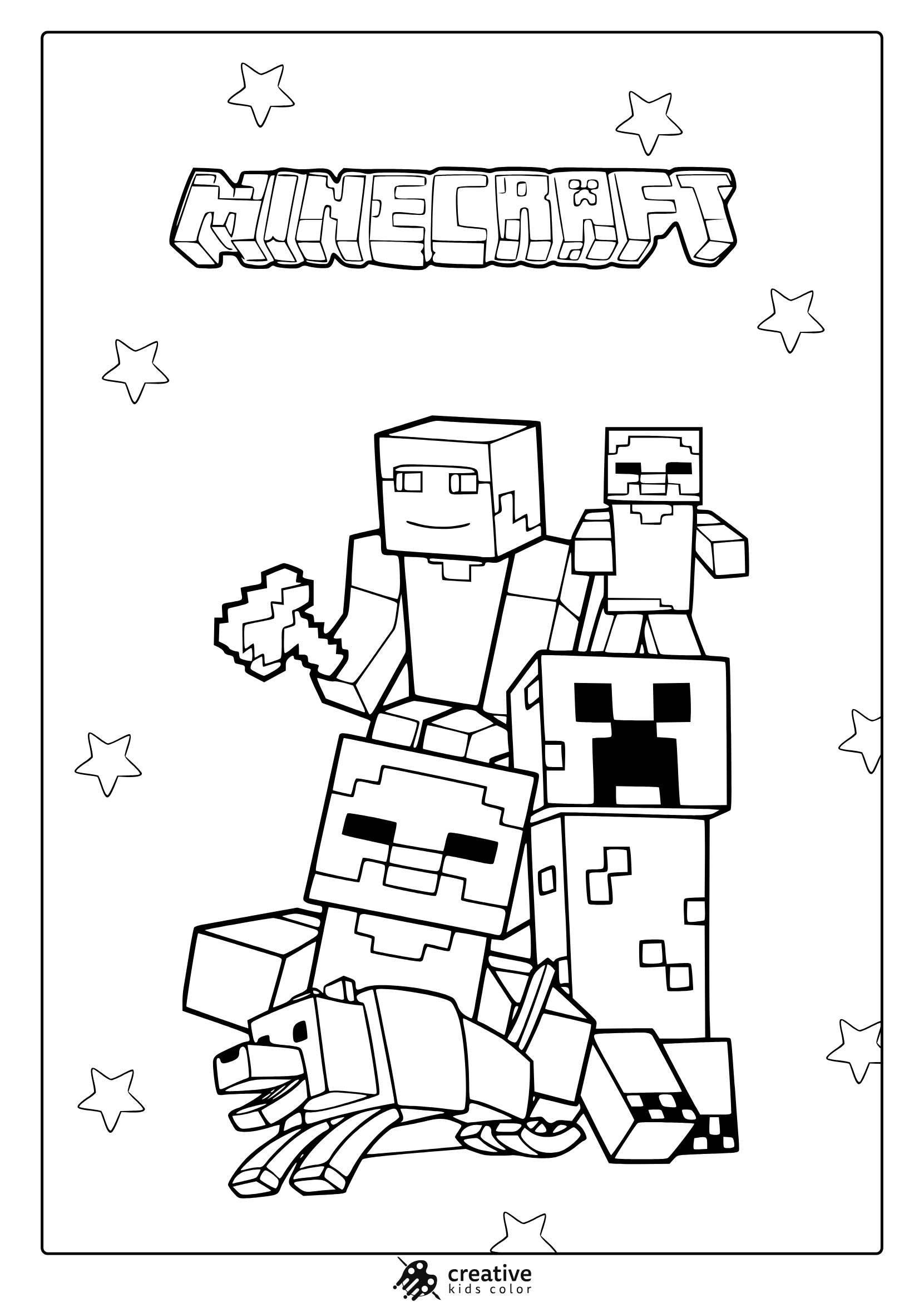 minecraft steve colouring pages