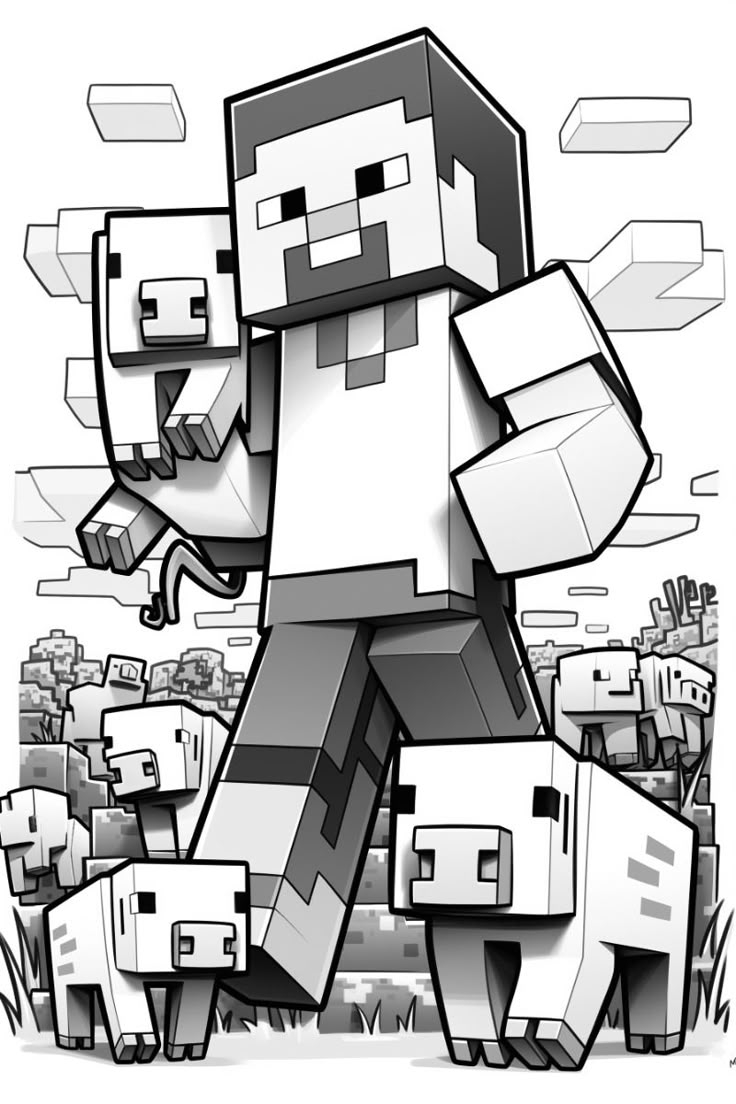 minecraft colouring pages steve