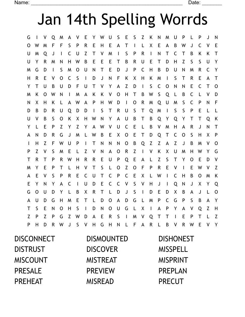 Mis Dis Pre Word Search WordMint Mis Dis Pre Word Search WordMint