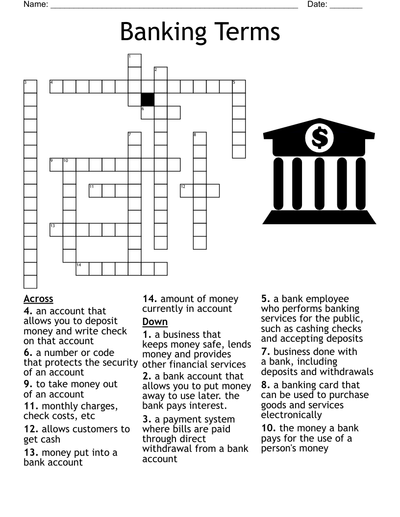 Money Vocabulary Crossword WordMint Money Vocabulary Crossword WordMint
