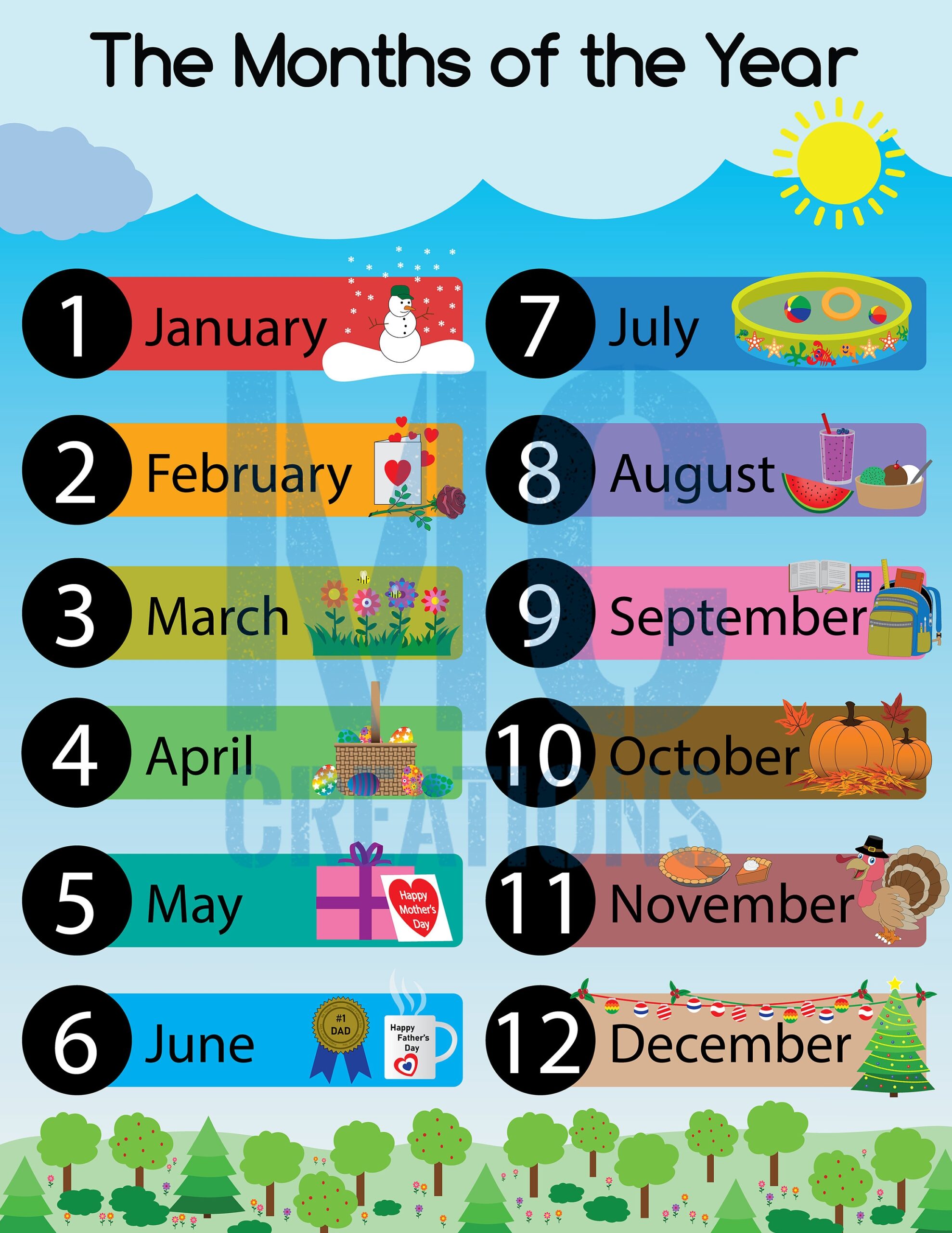 Months Of The Year Educational Printable Etsy Israel Months Of The Year Educational Printable Etsy Israel