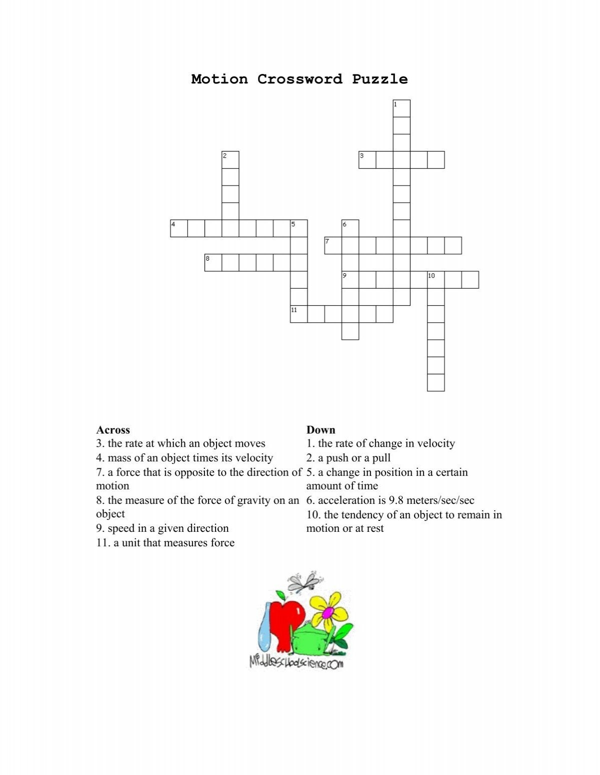 Motion Crossword Puzzle Motion Crossword Puzzle
