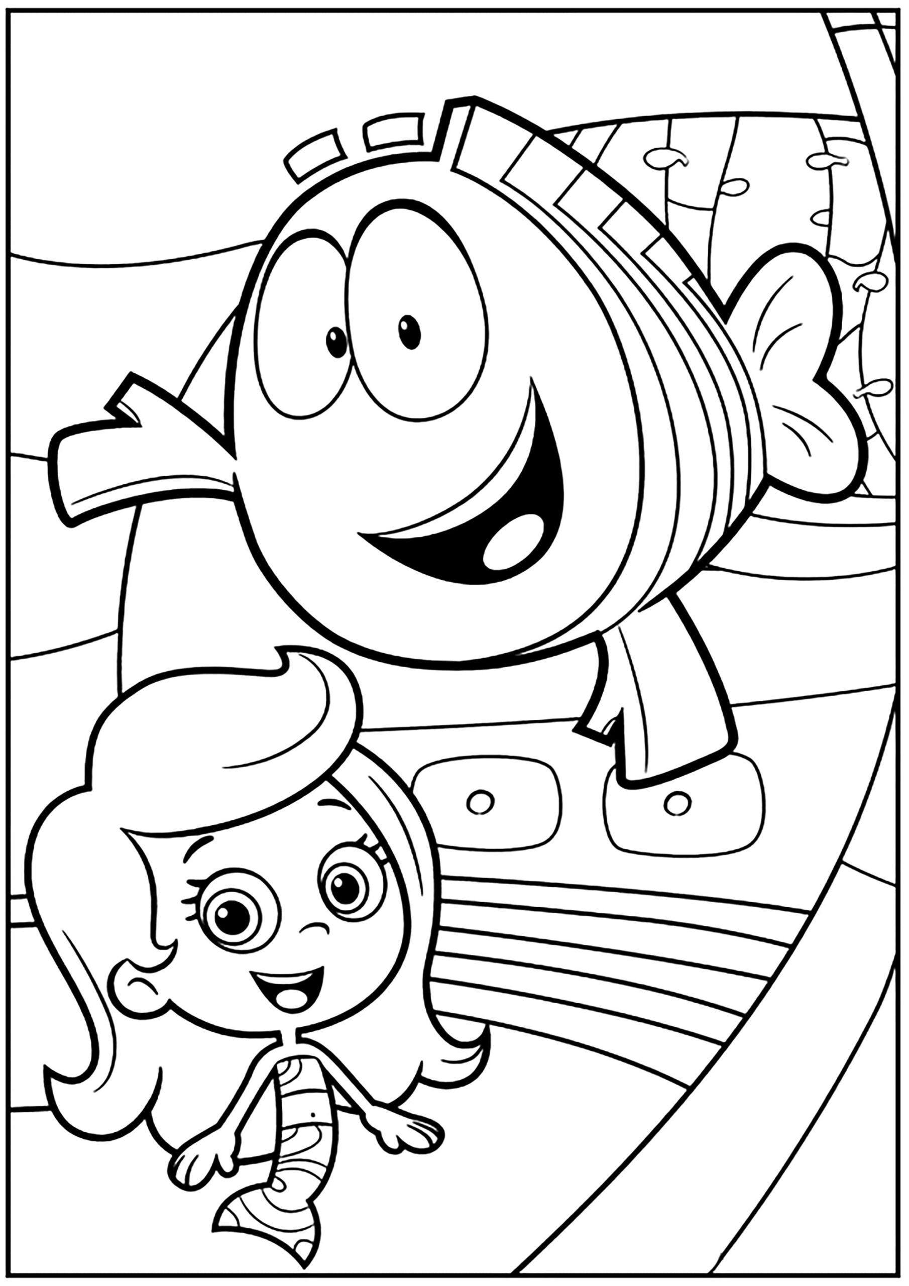 Mr Grouper With Molly Bubble Guppies Coloring Pages Mr Grouper With Molly Bubble Guppies Coloring Pages