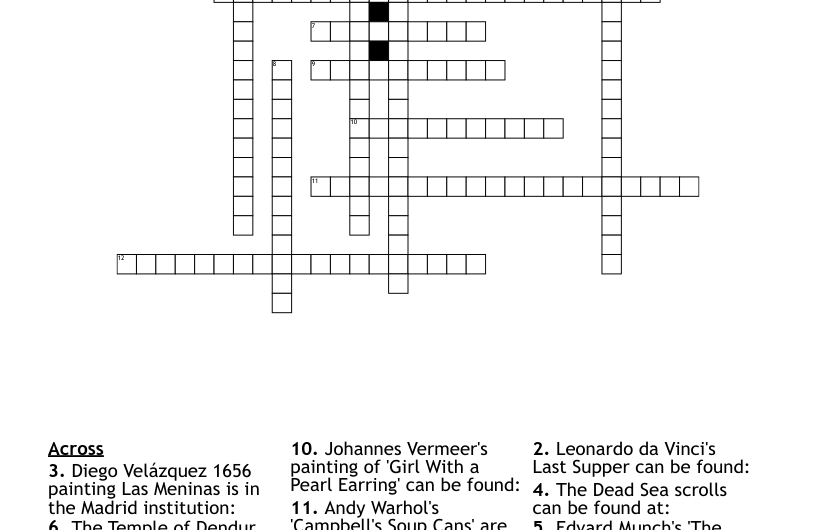 Madrid Museum Crossword