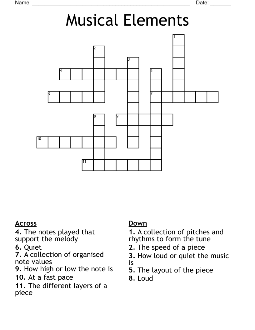 Musical Elements Crossword WordMint Musical Elements Crossword WordMint