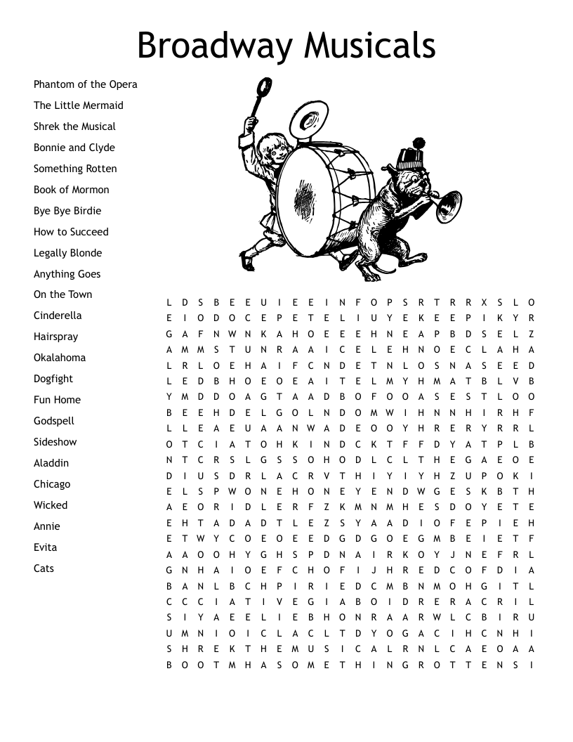 Musical Theater Crossword WordMint Musical Theater Crossword WordMint