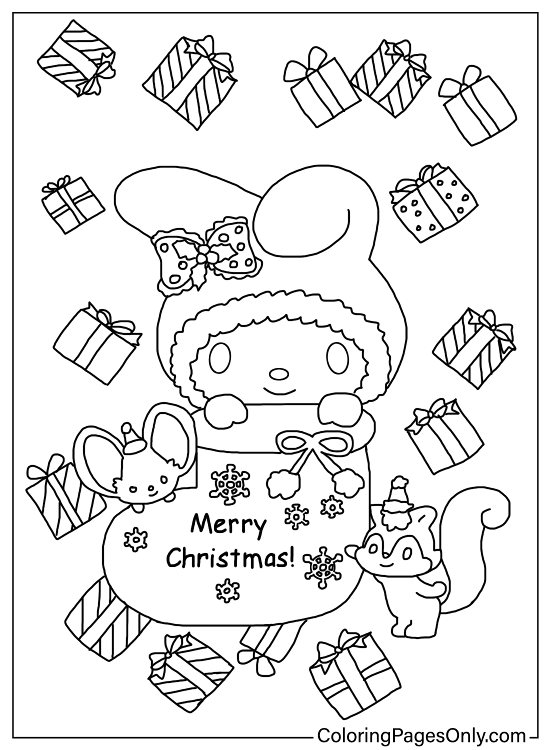 My Melody Christmas Coloring Pages My Melody Christmas Coloring Pages