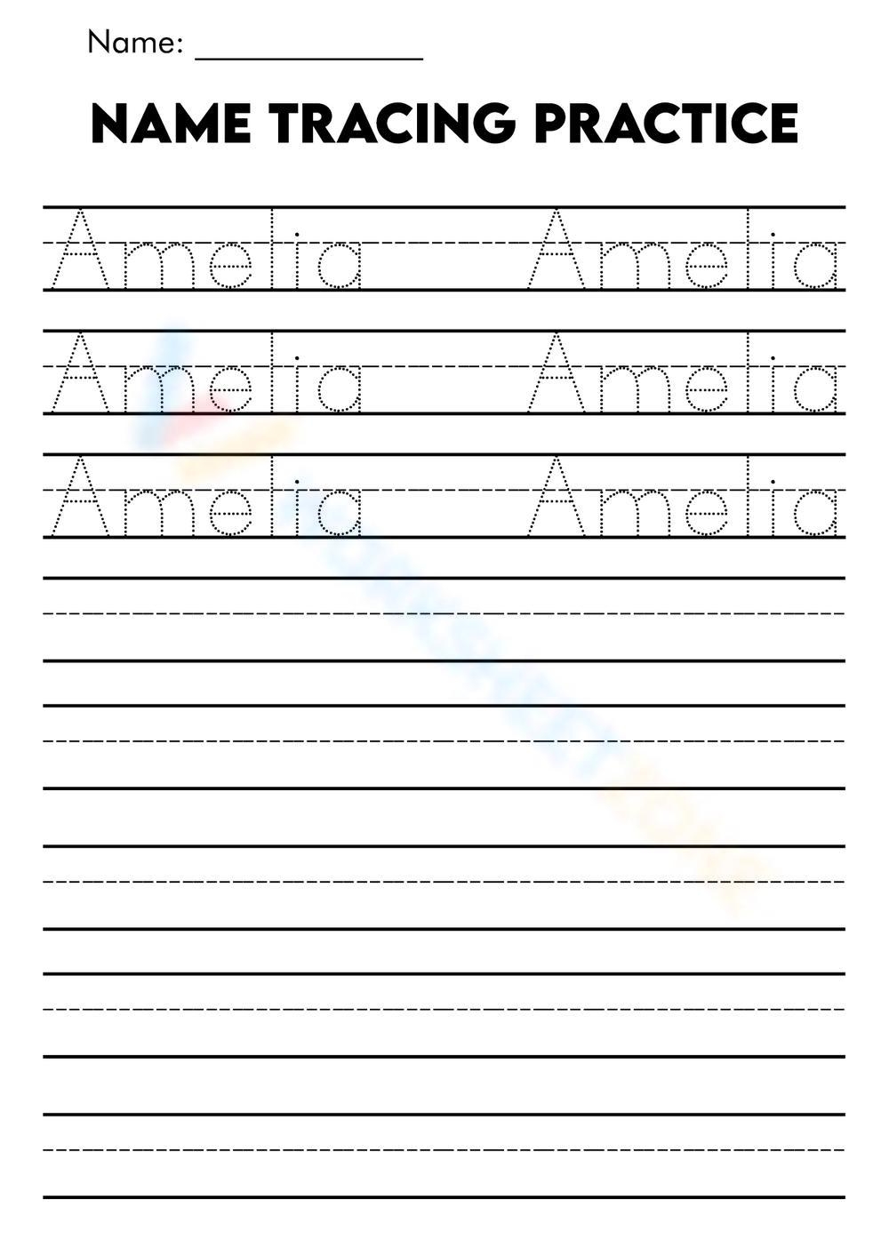 Name Tracing Amelia Practice Worksheet Name Tracing Amelia Practice Worksheet