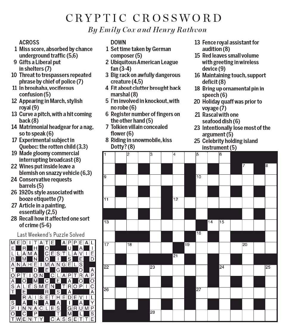 National Post Cryptic Crossword Forum Saturday November 28 2020 Monochrome National Post Cryptic Crossword Forum Saturday November 28 2020 Monochrome