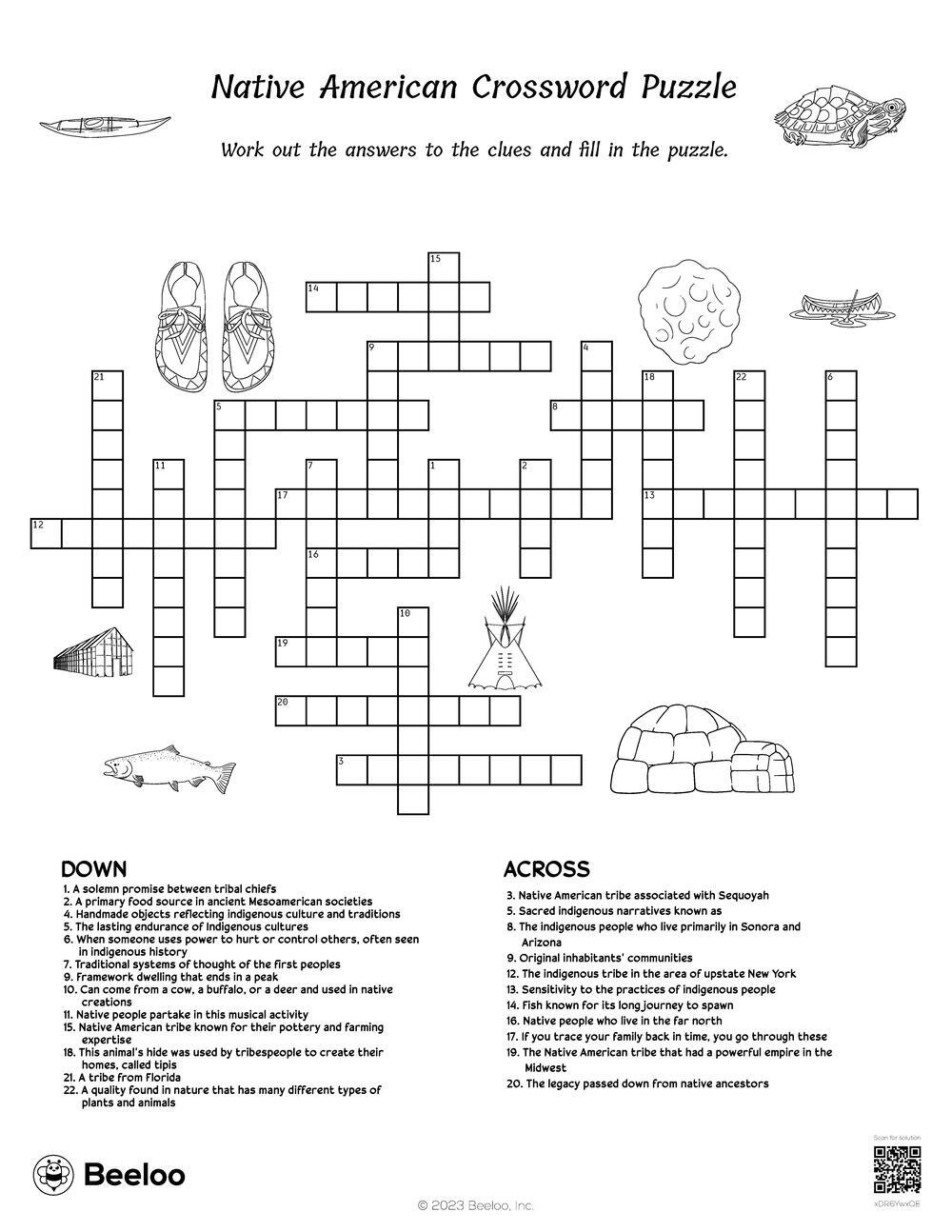 Native American Crossword Puzzle Beeloo Printable Crafts And Activities For Kids Native American Crossword Puzzle Beeloo Printable Crafts And Activities For Kids