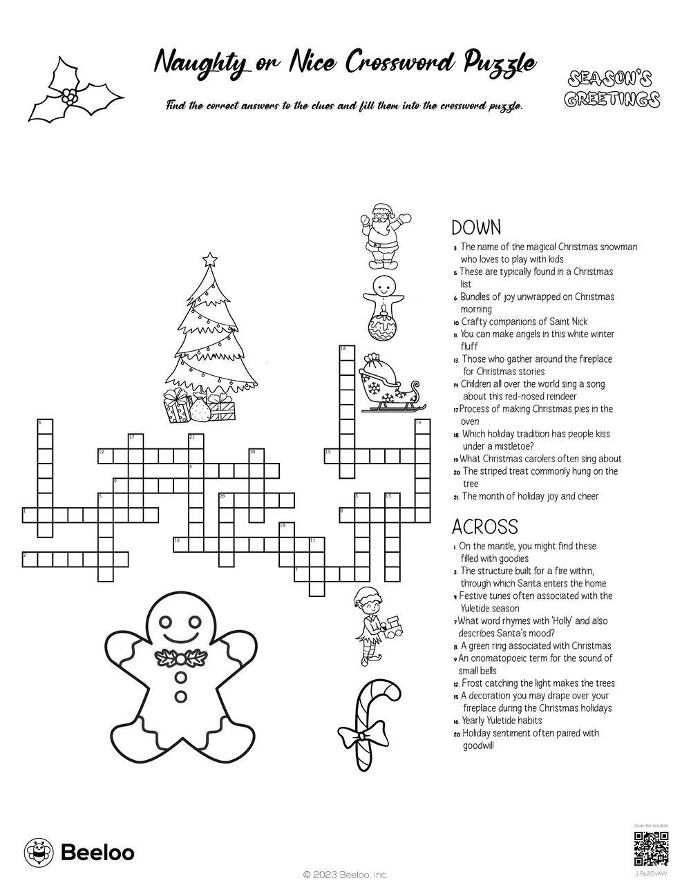Naughty Or Nice Crossword Puzzle Beeloo Printable Crafts And Activities For Kids Naughty Or Nice Crossword Puzzle Beeloo Printable Crafts And Activities For Kids