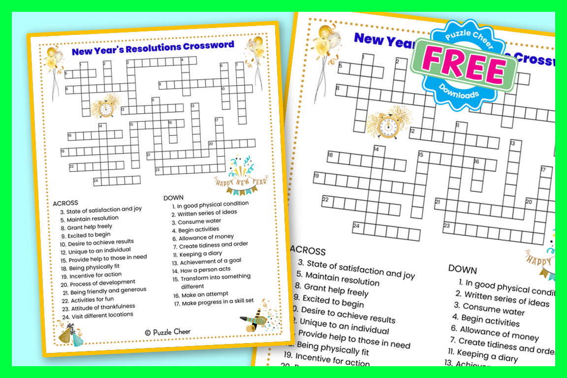 New Year s Resolutions Crossword Puzzle Puzzle Cheer New Year s Resolutions Crossword Puzzle Puzzle Cheer
