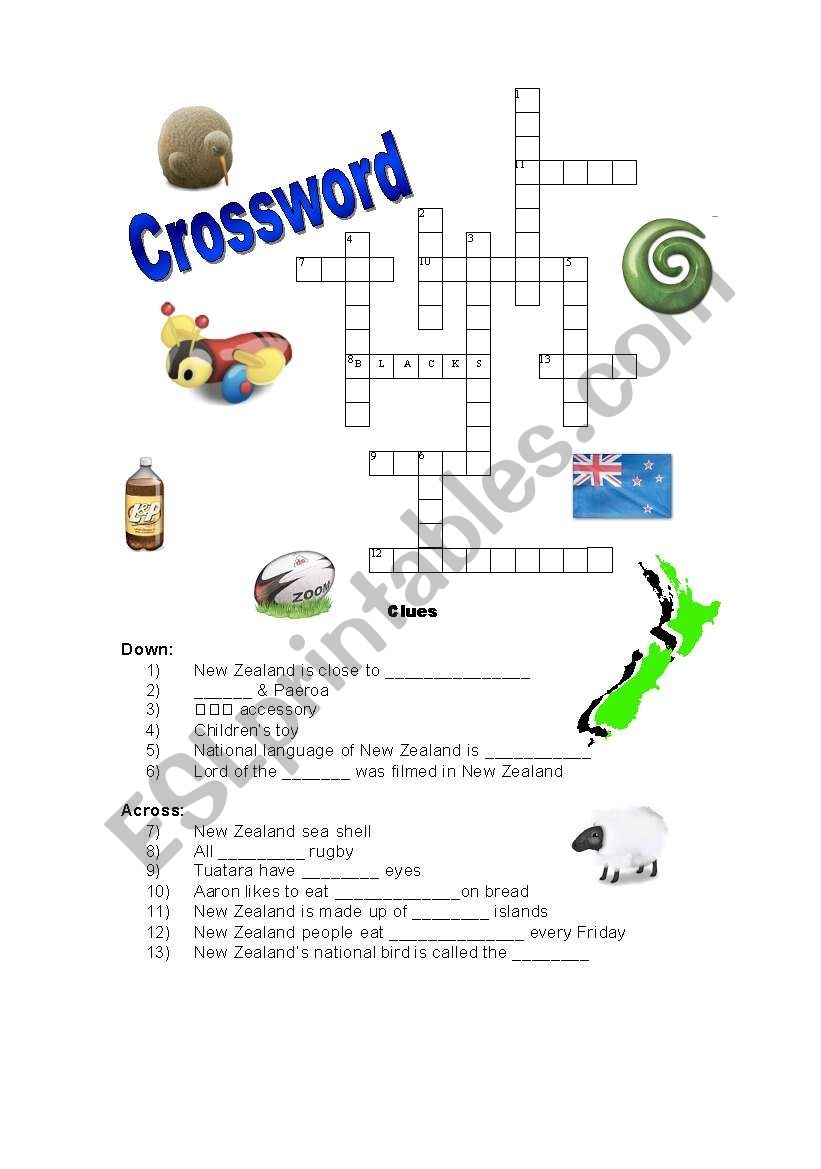 New Zealand Tribe Crossword Printable New Zealand Tribe Crossword Printable