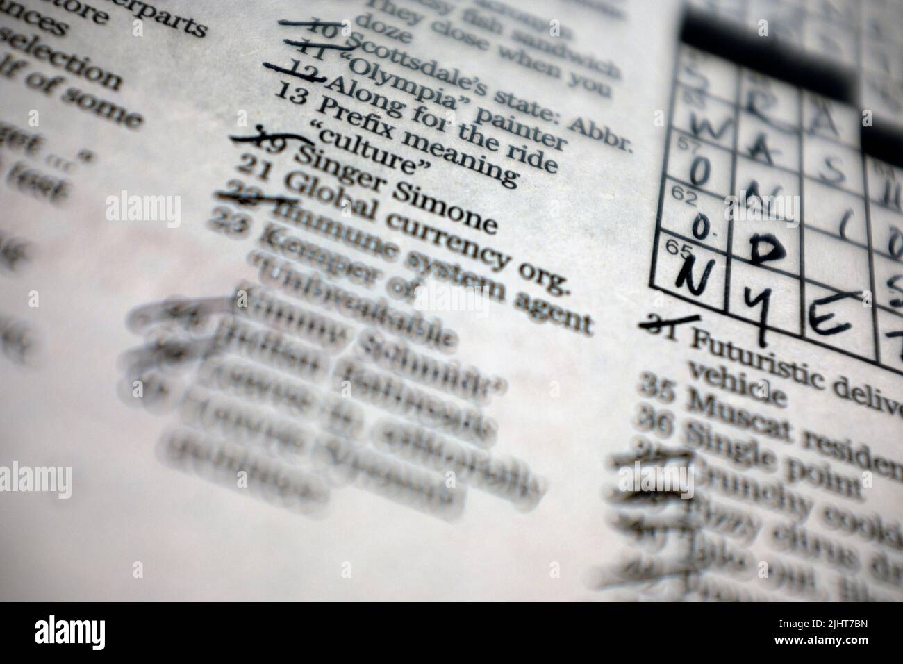 Newspaper Crossword Puzzle Stock Photo Alamy