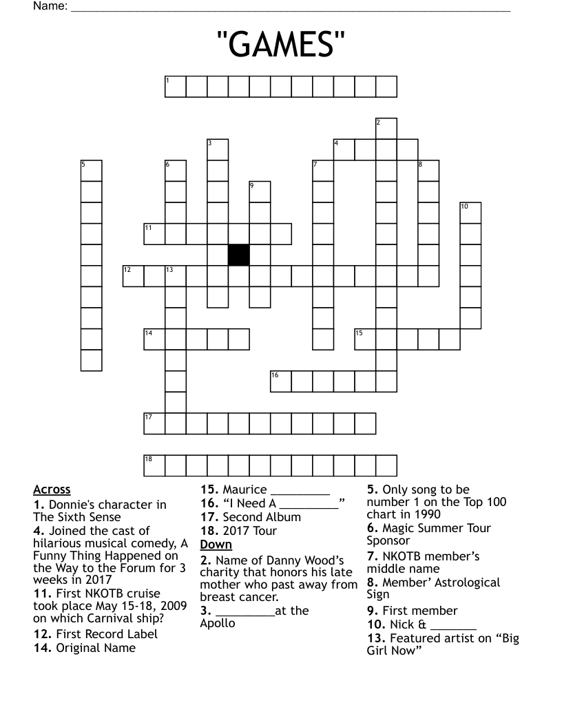 NKOTB Word Search WordMint