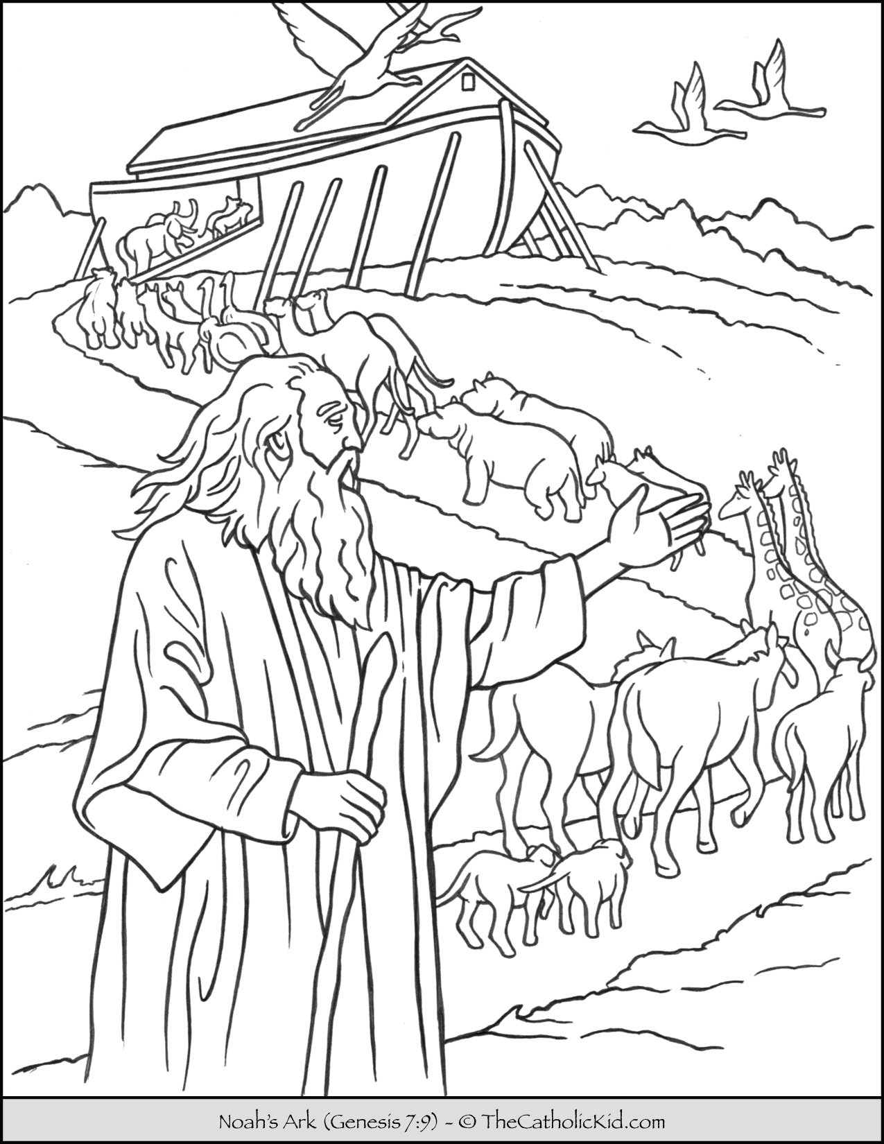 Noah s Ark Animals Coloring Page TheCatholicKid Noah s Ark Animals Coloring Page TheCatholicKid