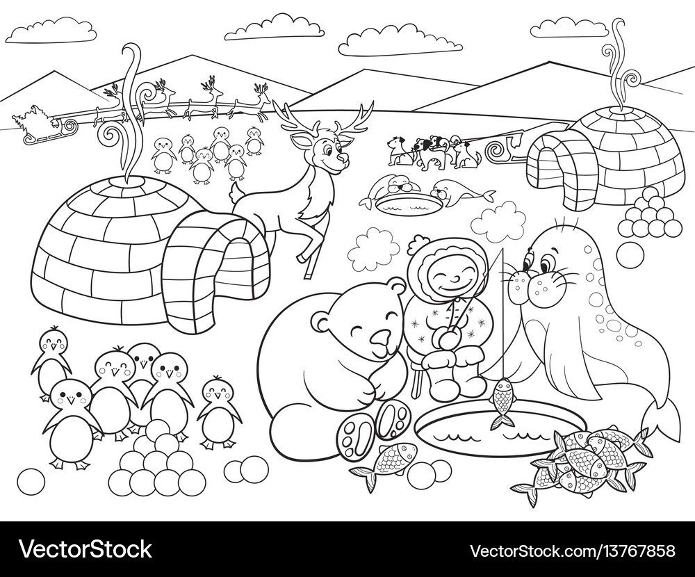 North Pole Coloring Book Royalty Free Vector Image North Pole Coloring Book Royalty Free Vector Image