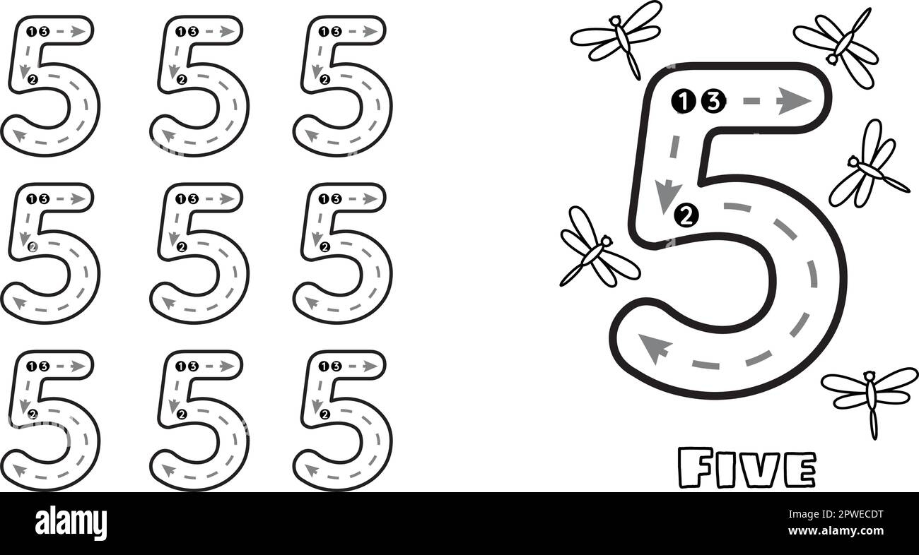 number five coloring page number five coloring page