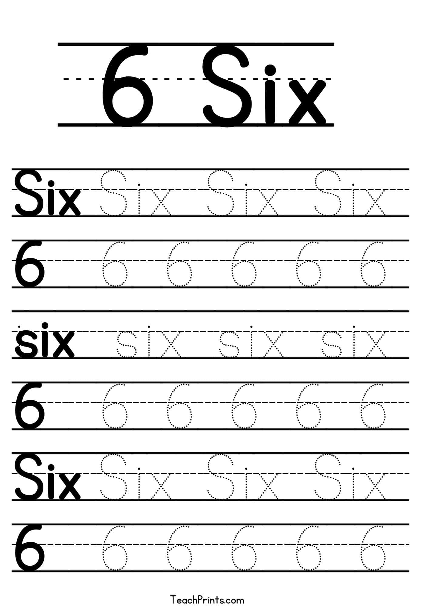 Number 6 Tracing Worksheets Free Printables Teach Prints Number 6 Tracing Worksheets Free Printables Teach Prints