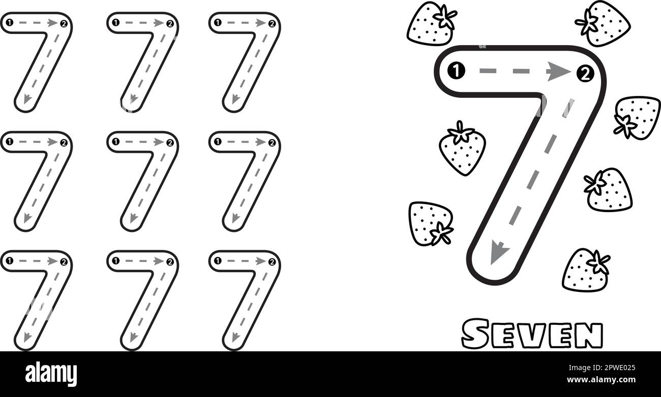 Number 7 Worksheet Cut Out Stock Images Pictures Alamy