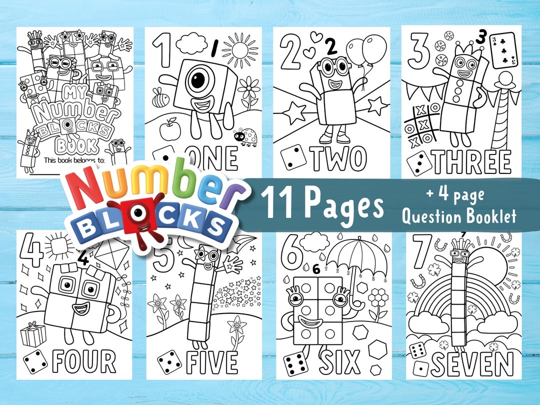 Numberblocks Coloring Book 1 10 11 Pages Questions digital Download Etsy Numberblocks Coloring Book 1 10 11 Pages Questions digital Download Etsy