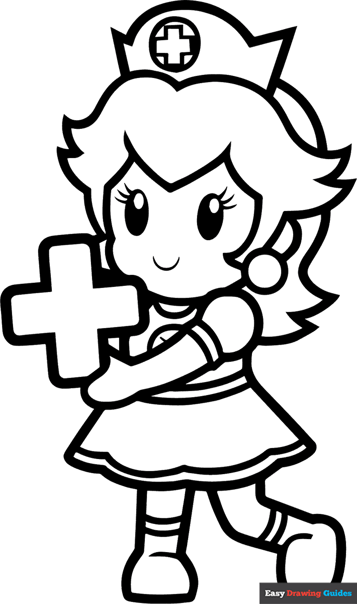 Nurse Princess Peach Coloring Page Easy Drawing Guides Nurse Princess Peach Coloring Page Easy Drawing Guides