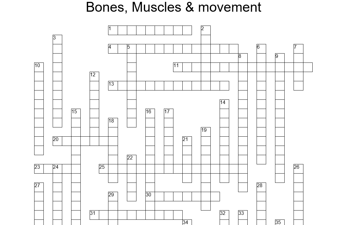 OCR PE Alevel Crossword Muscles Bones And Movement Teaching Resources OCR PE Alevel Crossword Muscles Bones And Movement Teaching Resources