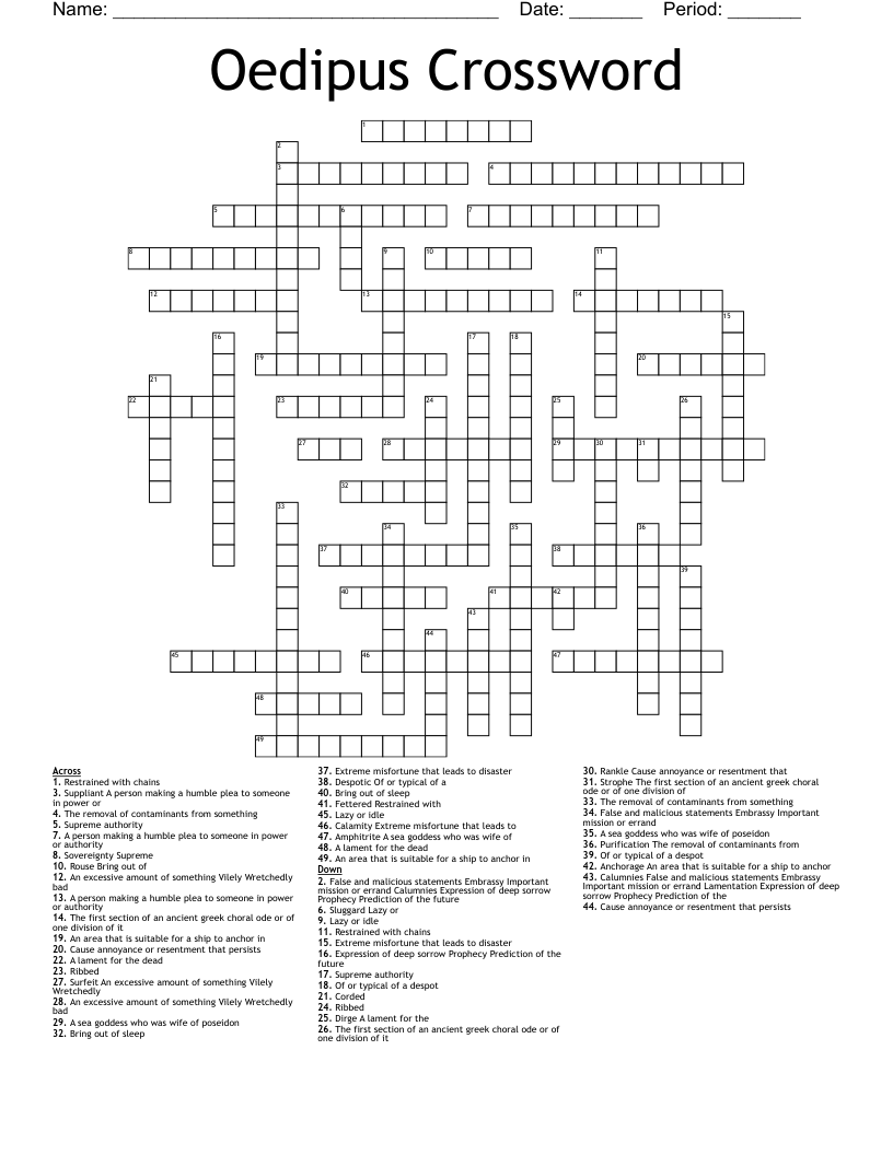 Oedipus Crossword WordMint Oedipus Crossword WordMint