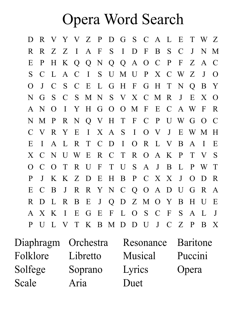 Opera Word Search WordMint Opera Word Search WordMint
