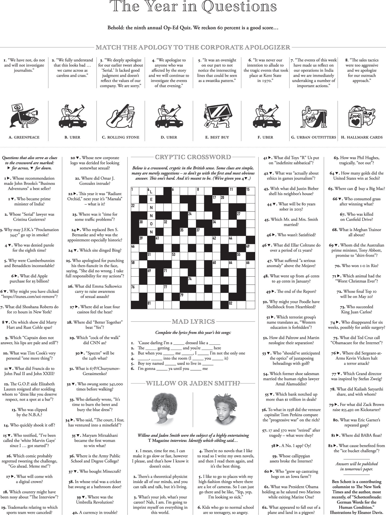 Opinion 2014 The Year In Questions The New York Times