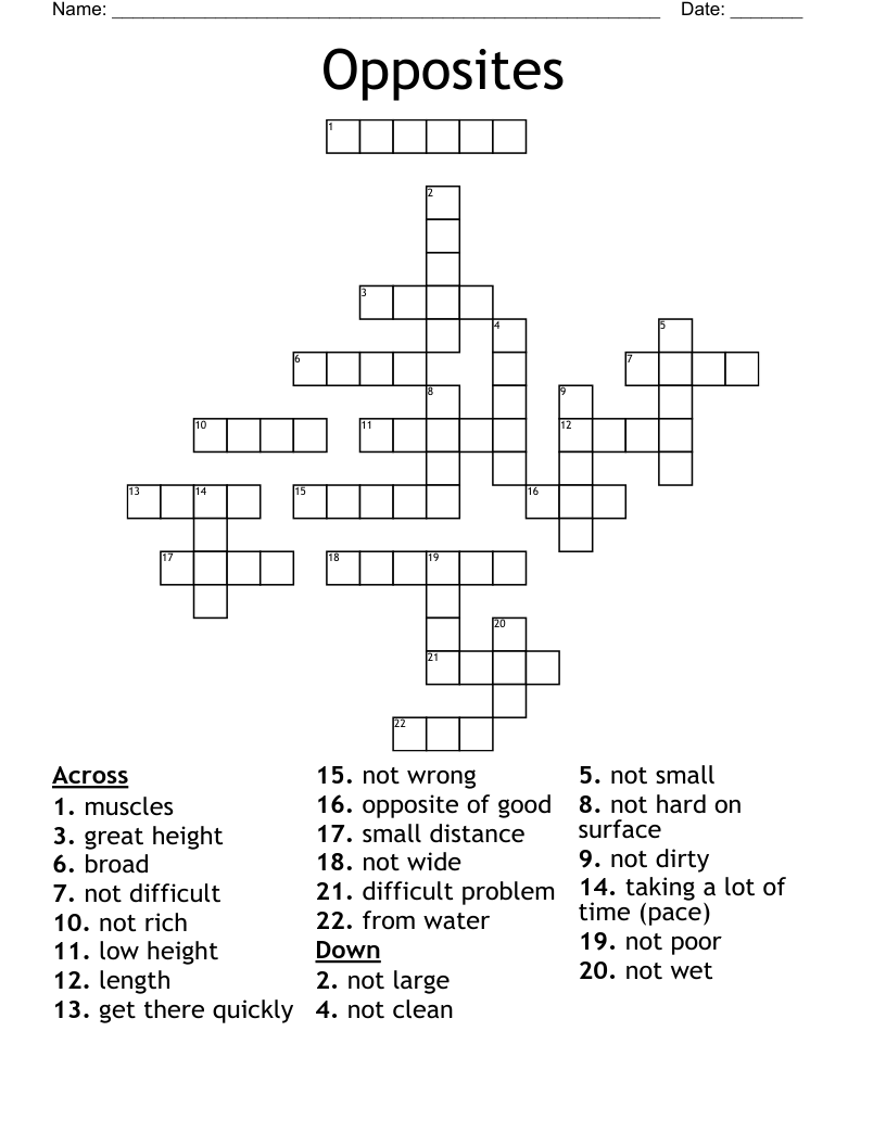 Opposites Crossword WordMint Opposites Crossword WordMint