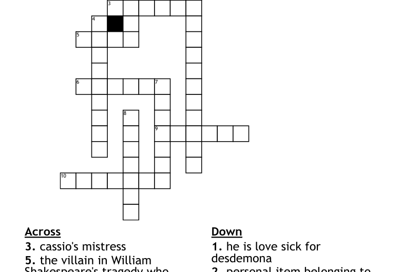 Othello Villain Crossword Clue