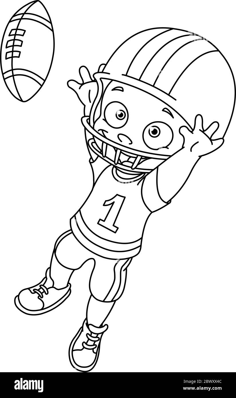 Outlined Football Kid Vector Illustration Coloring Page Stock Vector Image Art Alamy Outlined Football Kid Vector Illustration Coloring Page Stock Vector Image Art Alamy