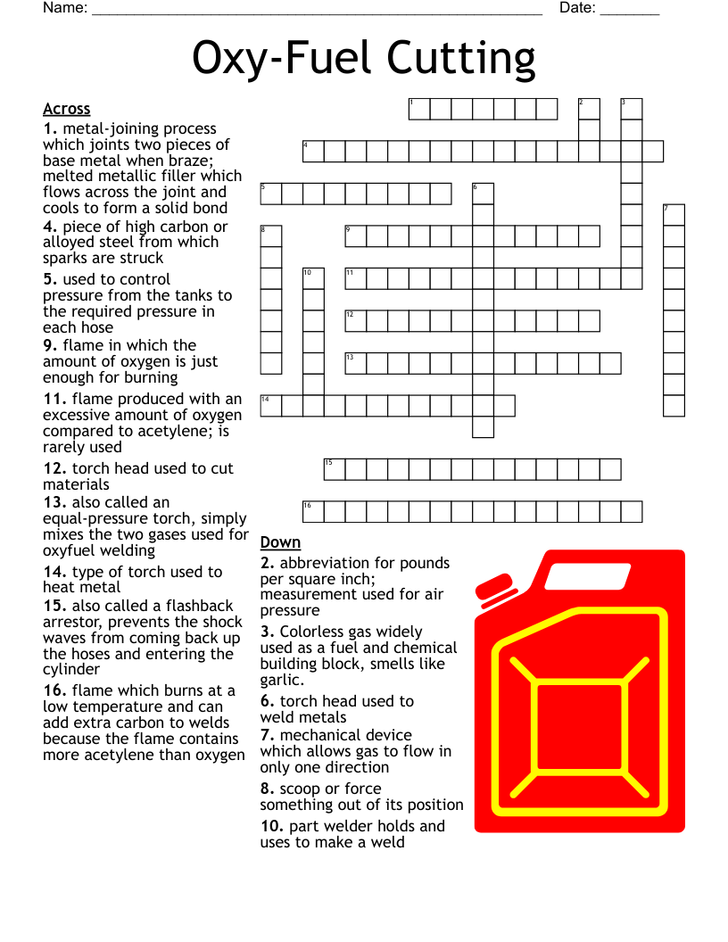 Oxy Fuel Cutting Crossword WordMint Oxy Fuel Cutting Crossword WordMint