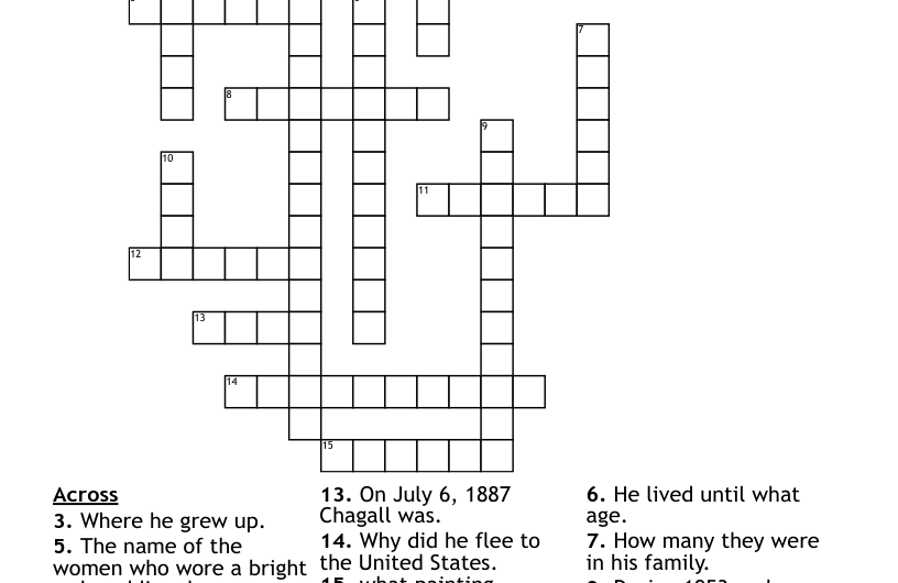 Painter Chagall Crossword Clue