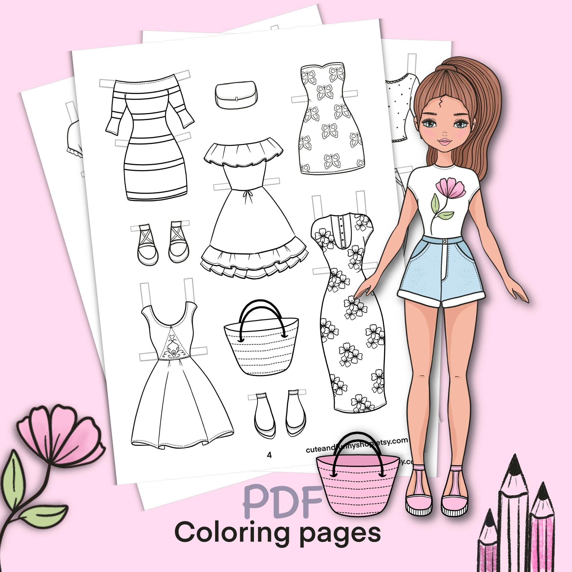 Paper Doll Printable With Clothes Coloring Page Book Outline Digital Download Dress Up Cutout Toy Game Activity Play For Children Etsy Paper Doll Printable With Clothes Coloring Page Book Outline Digital Download Dress Up Cutout Toy Game Activity Play For Children Etsy