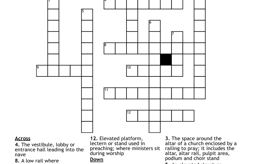 Church Area Crossword