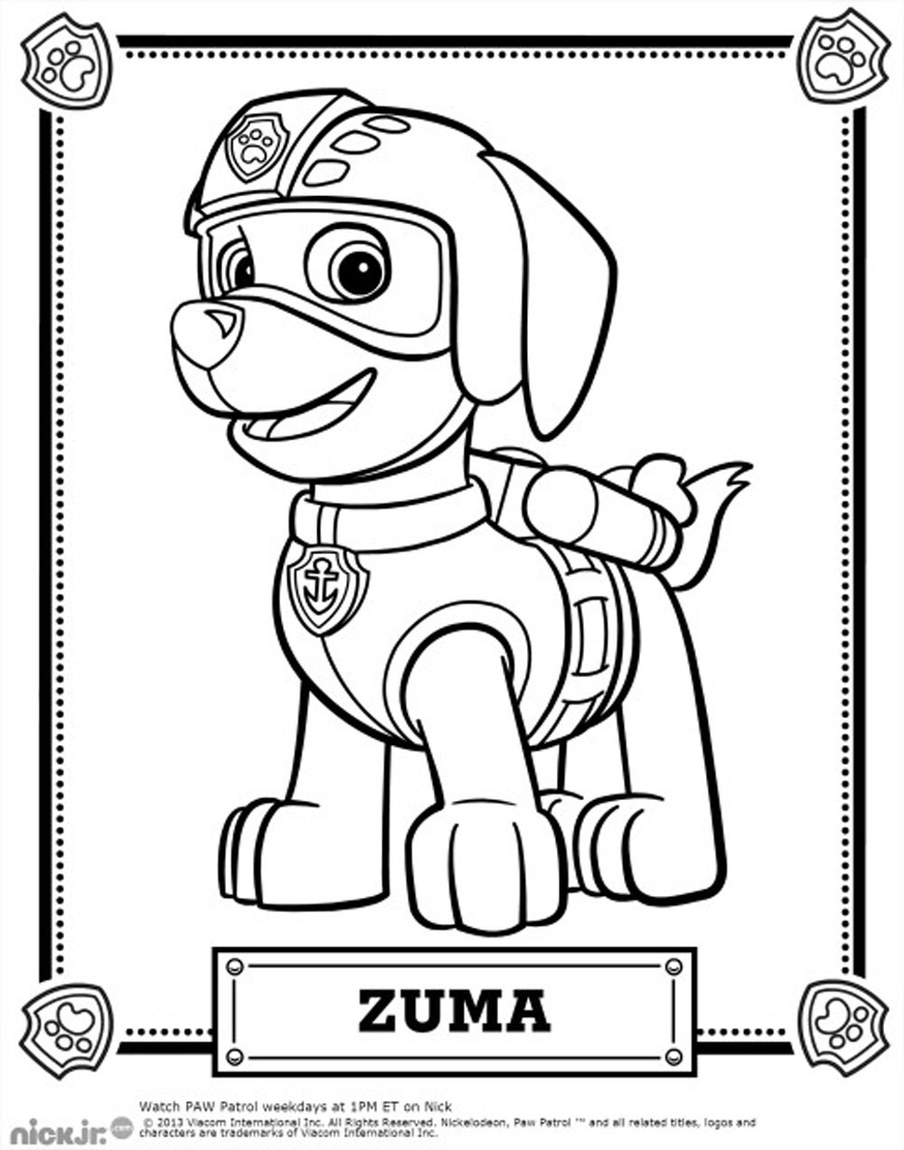 Patrol Zuma Paw Patrol Coloring Pages Patrol Zuma Paw Patrol Coloring Pages