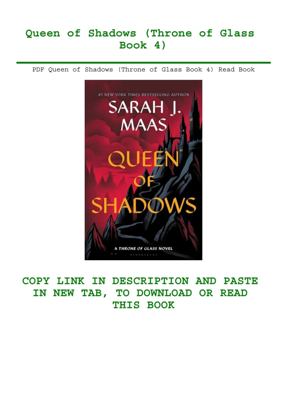 PDF Queen Of Shadows Throne Of Glass Book 4 Read Book PDF Queen Of Shadows Throne Of Glass Book 4 Read Book